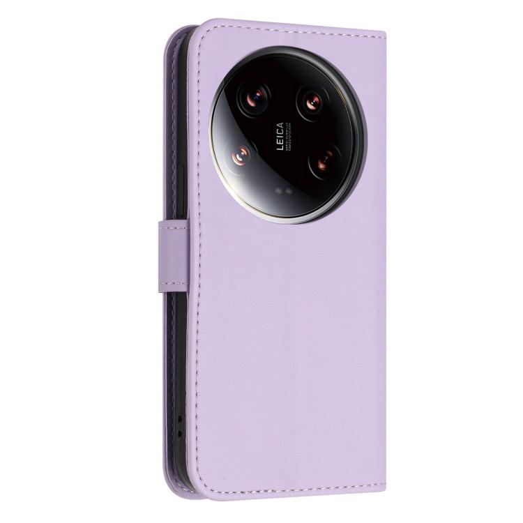 For Xiaomi 14 Ultra 5G Global Glitter Butterfly Zipper Vegan Leather Phone Case with Wrist Strap