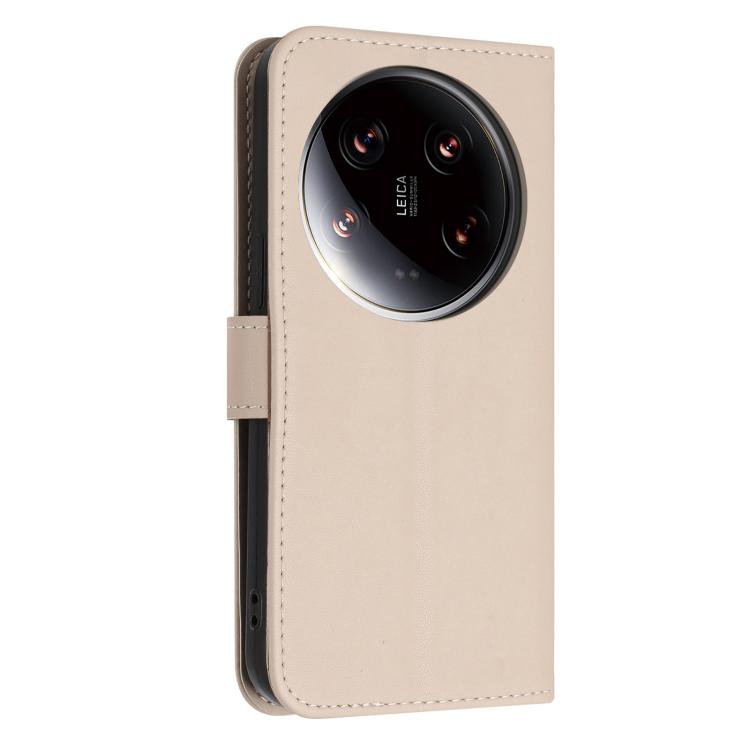 For Xiaomi 14 Ultra 5G Global Glitter Butterfly Zipper Vegan Leather Phone Case with Wrist Strap