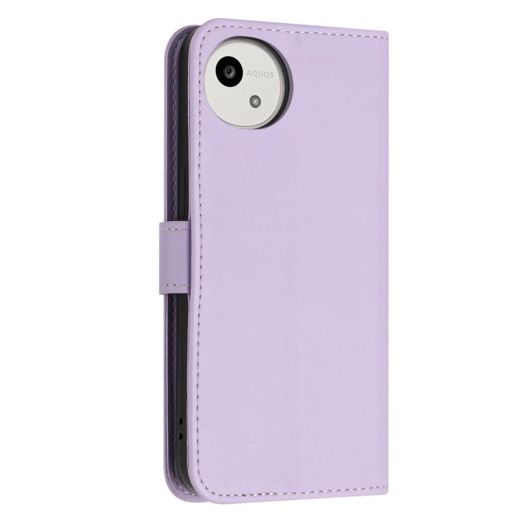 For Sharp Aquos wish5 Glitter Butterfly Zipper Vegan Leather Phone Case with Wrist Strap