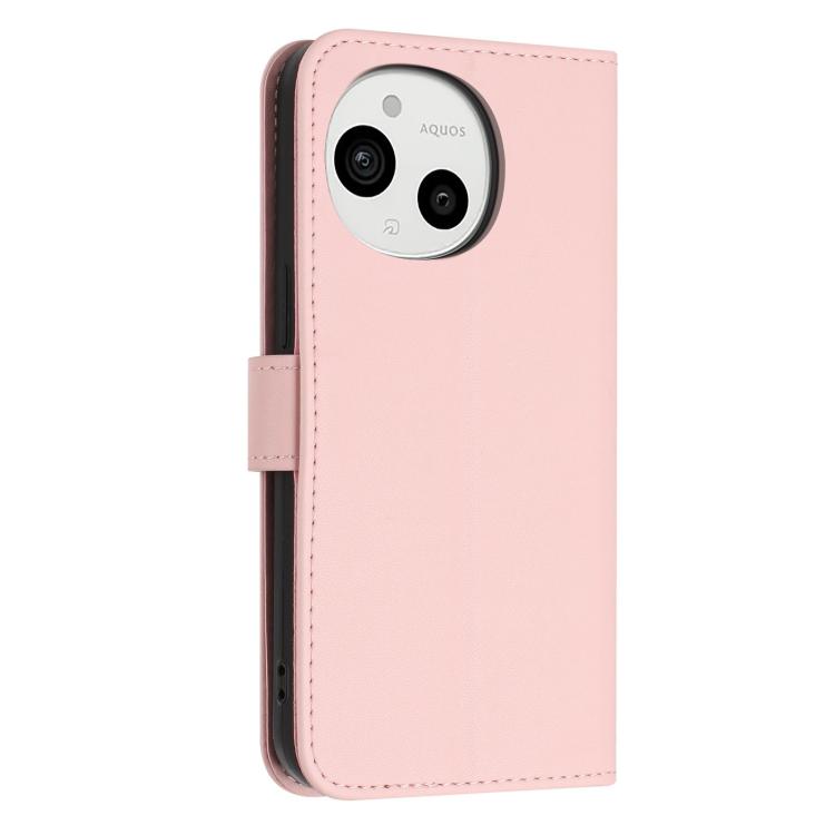 For Sharp Aquos sense9 Glitter Butterfly Zipper Vegan Leather Phone Case with Wrist Strap