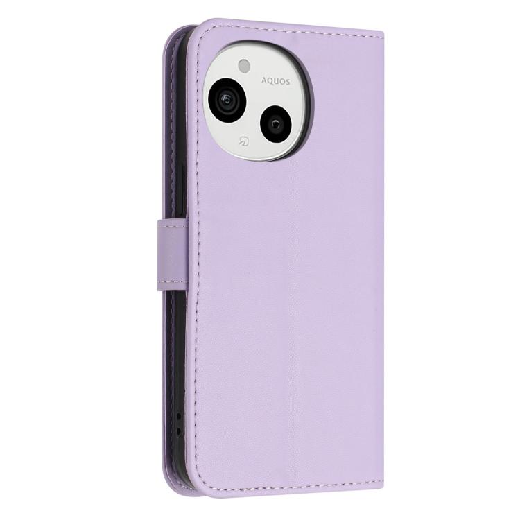 For Sharp Aquos sense9 Glitter Butterfly Zipper Vegan Leather Phone Case with Wrist Strap