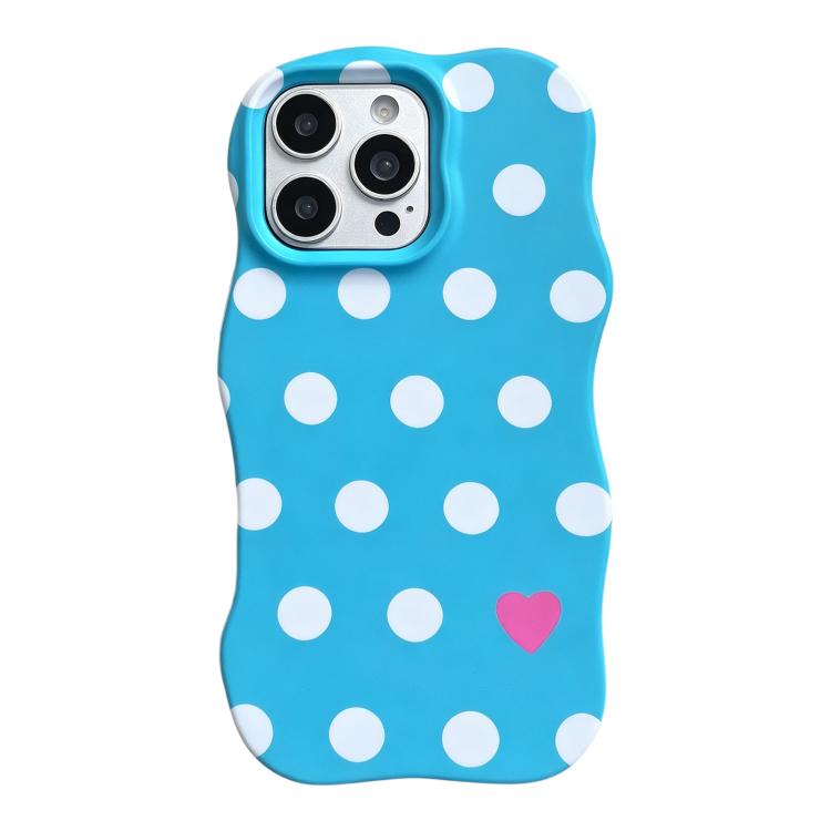 For iPhone 16 Pro Max Wave Shape Dots Heart Pattern IMD Printed PC Hybrid TPU Phone Case