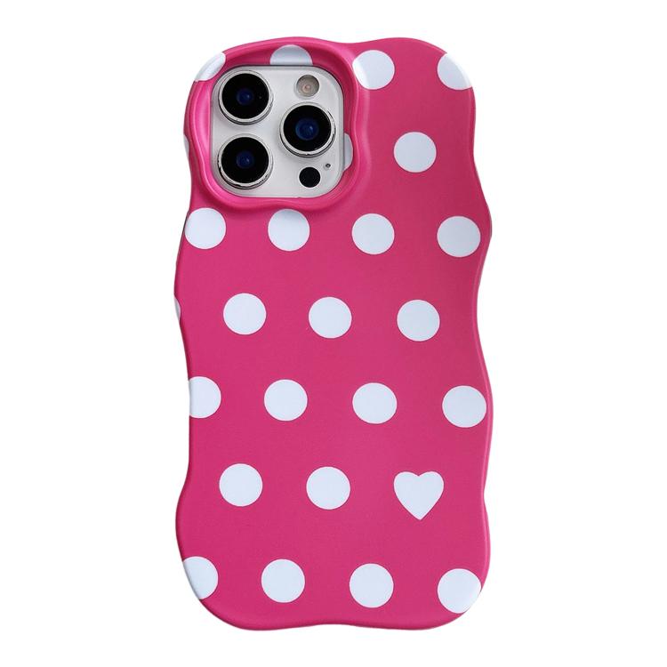 For iPhone 16 Pro Wave Shape Dots Heart Pattern IMD Printed PC Hybrid TPU Phone Case