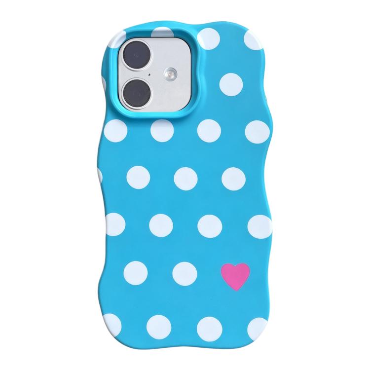 For iPhone 16 Wave Shape Dots Heart Pattern IMD Printed PC Hybrid TPU Phone Case