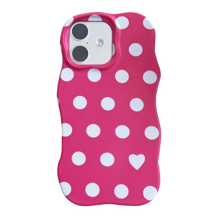 For iPhone 16 Wave Shape Dots Heart Pattern IMD Printed PC Hybrid TPU Phone Case