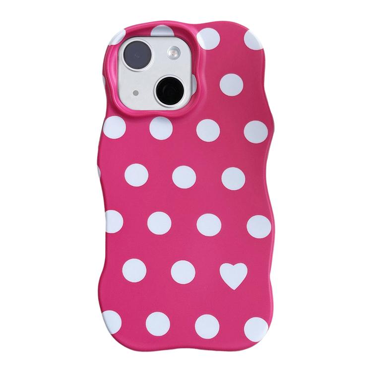 For iPhone 15 Wave Shape Dots Heart Pattern IMD Printed PC Hybrid TPU Phone Case