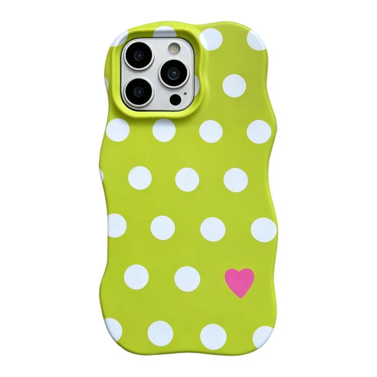 For iPhone 14 Pro Max Wave Shape Dots Heart Pattern IMD Printed PC Hybrid TPU Phone Case