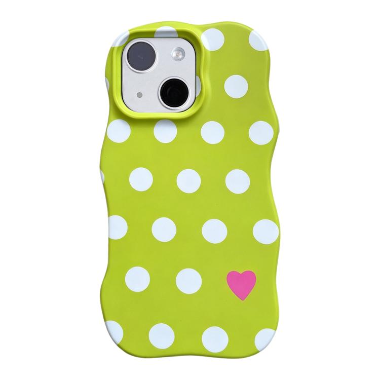 For iPhone 14 Wave Shape Dots Heart Pattern IMD Printed PC Hybrid TPU Phone Case