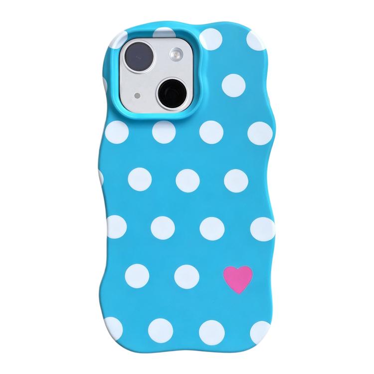 For iPhone 13 Wave Shape Dots Heart Pattern IMD Printed PC Hybrid TPU Phone Case