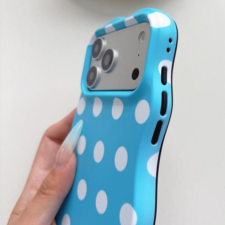 For iPhone 15 Wave Shape Dots Heart Pattern IMD Printed PC Hybrid TPU Phone Case