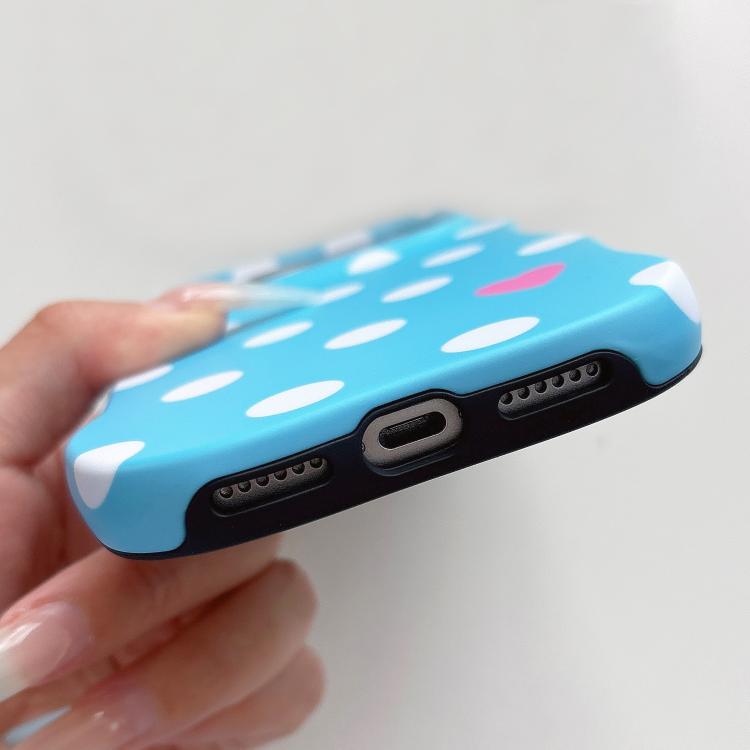 For iPhone 15 Wave Shape Dots Heart Pattern IMD Printed PC Hybrid TPU Phone Case