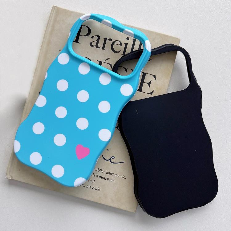 For iPhone 15 Wave Shape Dots Heart Pattern IMD Printed PC Hybrid TPU Phone Case