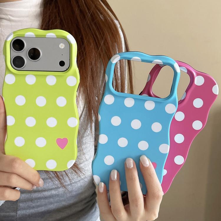 For iPhone 15 Wave Shape Dots Heart Pattern IMD Printed PC Hybrid TPU Phone Case