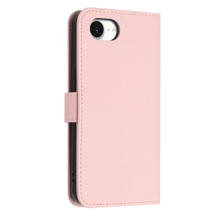 For iPhone 17e / 16e Glitter Butterfly Zipper Vegan Leather Phone Case with Wrist Strap
