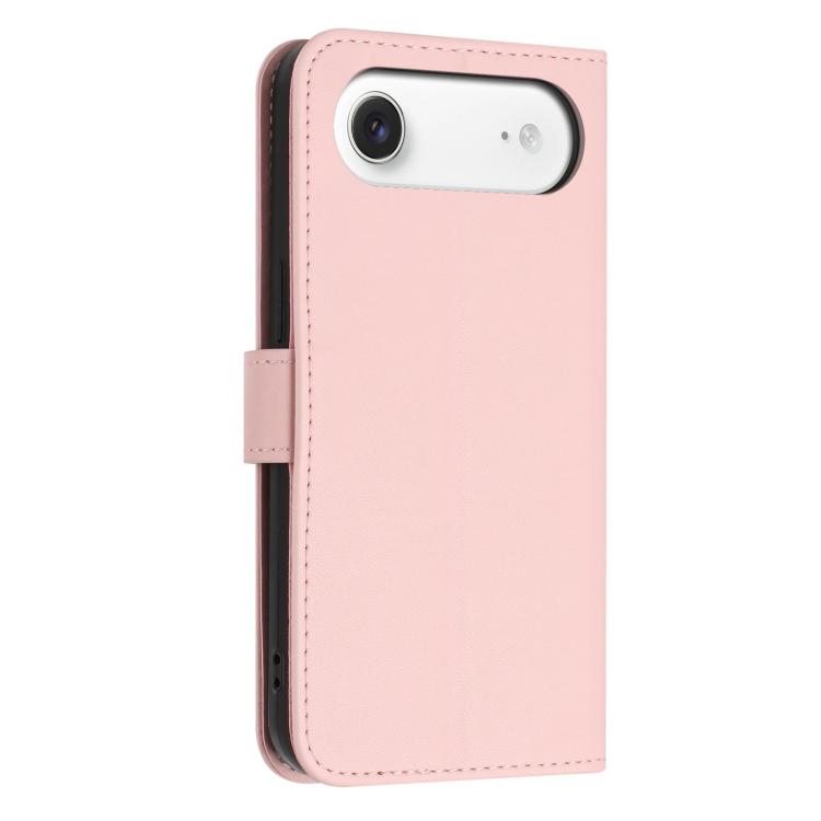 For iPhone Air Glitter Butterfly Zipper Vegan Leather Phone Case with Wrist Strap