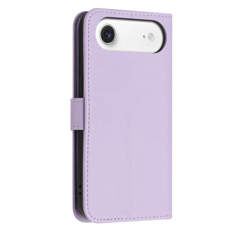 For iPhone Air Glitter Butterfly Zipper Vegan Leather Phone Case with Wrist Strap