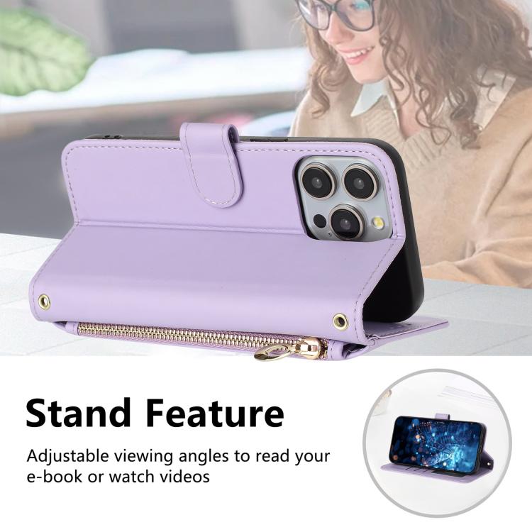 For iPhone 15 Plus / 14 Plus Glitter Butterfly Zipper Vegan Leather Phone Case with Wrist Strap