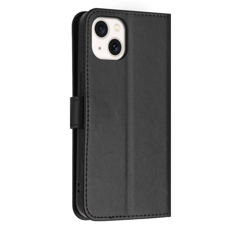 For iPhone 15 Plus / 14 Plus Glitter Butterfly Zipper Vegan Leather Phone Case with Wrist Strap