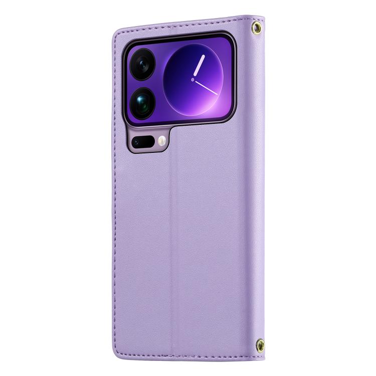 For Xiaomi 17 Pro Max Cute Cats Magnetic Closure Vegan Leather Phone Case with Strap