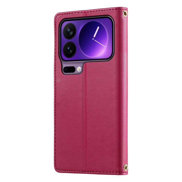 For Xiaomi 17 Pro Cute Cats Magnetic Closure Vegan Leather Phone Case with Strap