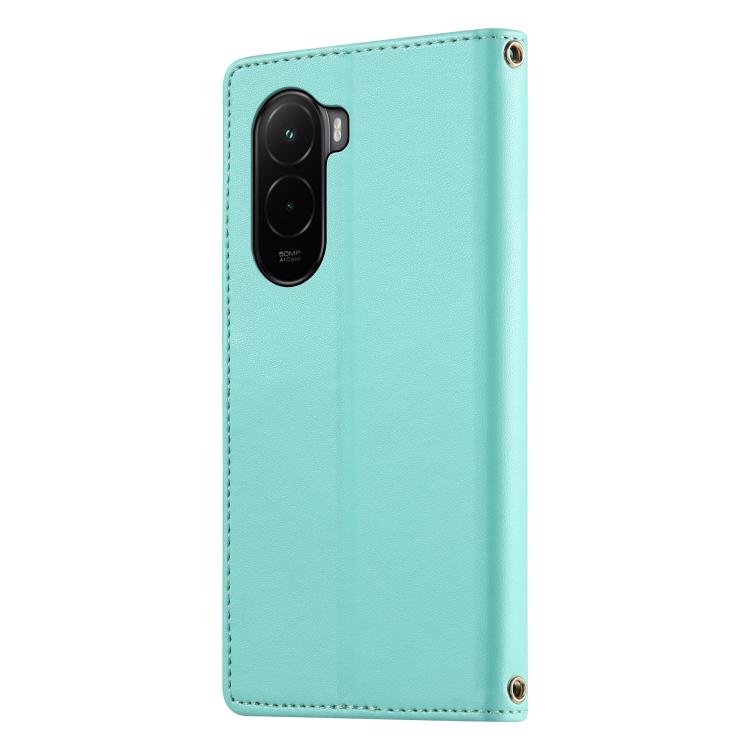 For Xiaomi Poco M7 4G 171mm Cute Cats Magnetic Closure Vegan Leather Phone Case with Strap