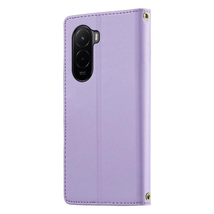For Xiaomi Poco M7 4G 171mm Cute Cats Magnetic Closure Vegan Leather Phone Case with Strap