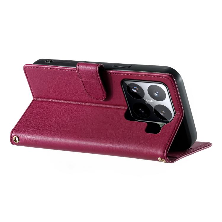 For Xiaomi 15 Pro Cute Cats Magnetic Closure Vegan Leather Phone Case with Strap