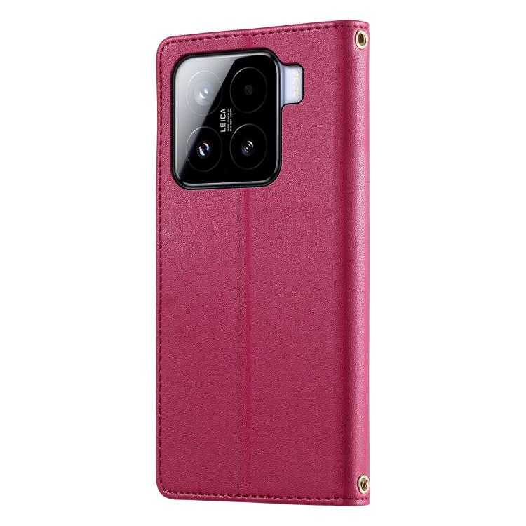 For Xiaomi 15 Cute Cats Magnetic Closure Vegan Leather Phone Case with Strap