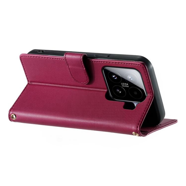 For Xiaomi 15 Cute Cats Magnetic Closure Vegan Leather Phone Case with Strap