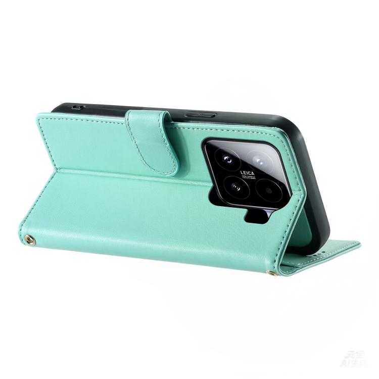 For Xiaomi 15 Cute Cats Magnetic Closure Vegan Leather Phone Case with Strap