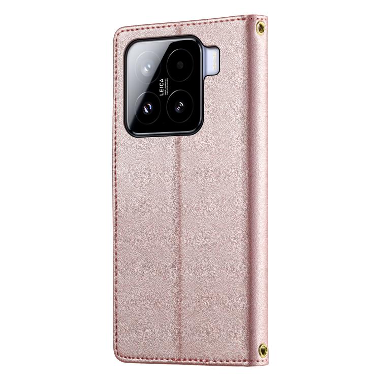 For Xiaomi 15 Cute Cats Magnetic Closure Vegan Leather Phone Case with Strap