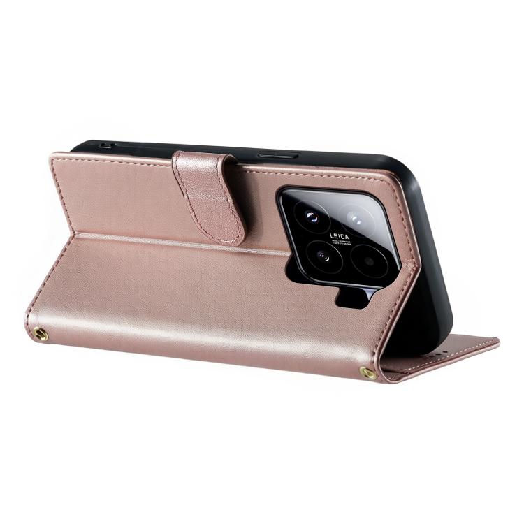 For Xiaomi 15 Cute Cats Magnetic Closure Vegan Leather Phone Case with Strap