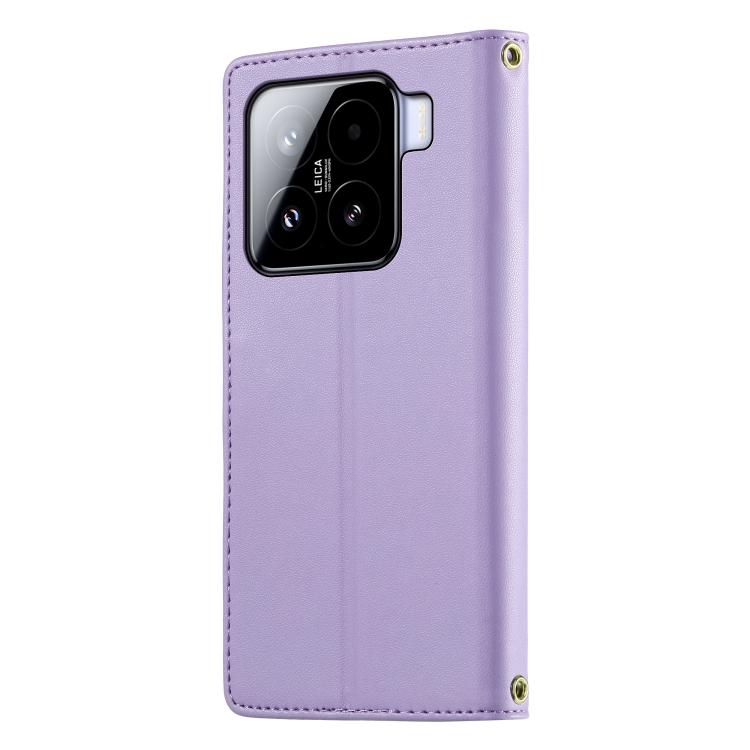 For Xiaomi 15 Cute Cats Magnetic Closure Vegan Leather Phone Case with Strap