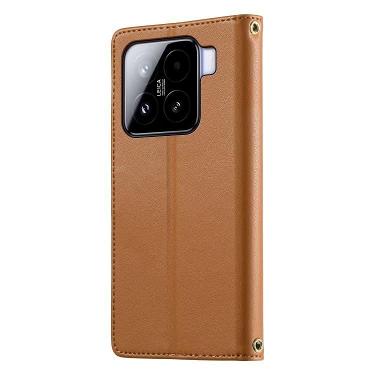 For Xiaomi 15 Cute Cats Magnetic Closure Vegan Leather Phone Case with Strap