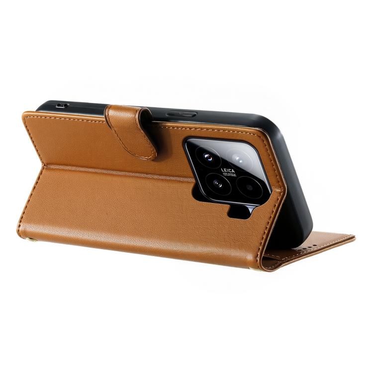For Xiaomi 15 Cute Cats Magnetic Closure Vegan Leather Phone Case with Strap
