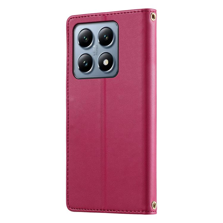 For Xiaomi 14T Pro Cute Cats Magnetic Closure Vegan Leather Phone Case with Strap