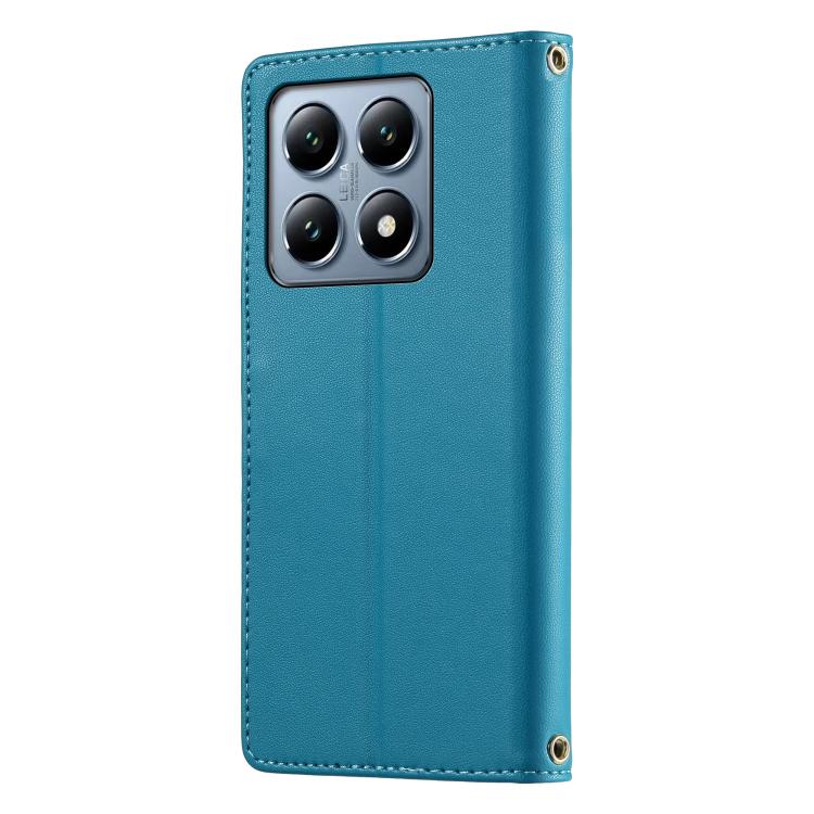For Xiaomi 14T Pro Cute Cats Magnetic Closure Vegan Leather Phone Case with Strap