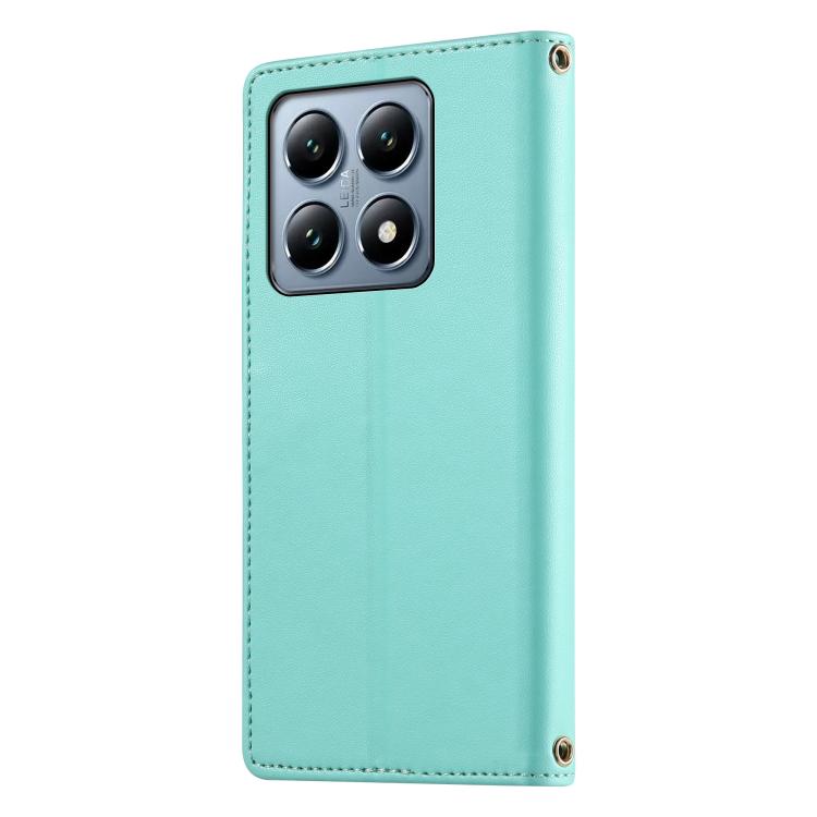 For Xiaomi 14T Pro Cute Cats Magnetic Closure Vegan Leather Phone Case with Strap