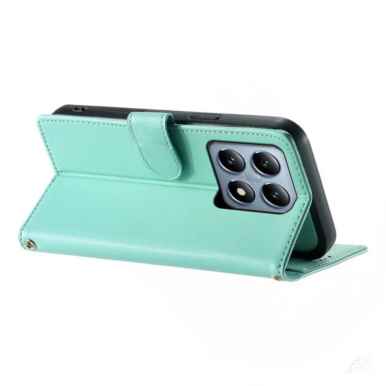 For Xiaomi 14T Pro Cute Cats Magnetic Closure Vegan Leather Phone Case with Strap