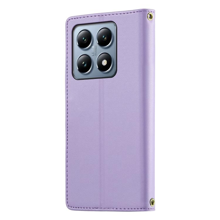 For Xiaomi 14T Pro Cute Cats Magnetic Closure Vegan Leather Phone Case with Strap