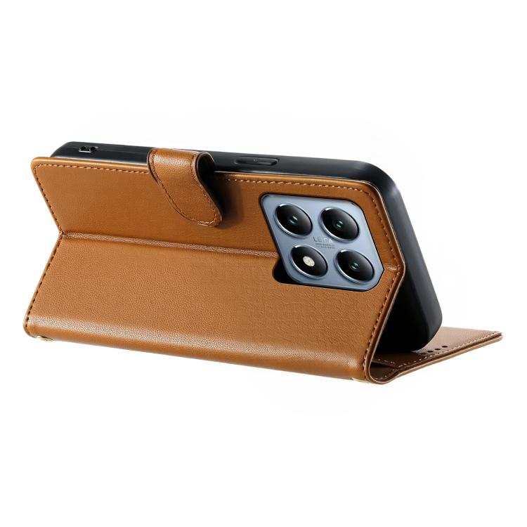 For Xiaomi 14T Pro Cute Cats Magnetic Closure Vegan Leather Phone Case with Strap
