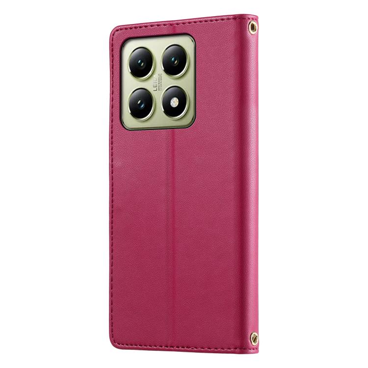 For Xiaomi 14T Cute Cats Magnetic Closure Vegan Leather Phone Case with Strap