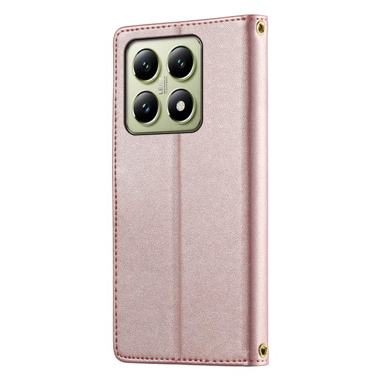 For Xiaomi 14T Cute Cats Magnetic Closure Vegan Leather Phone Case with Strap