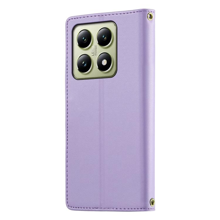For Xiaomi 14T Cute Cats Magnetic Closure Vegan Leather Phone Case with Strap