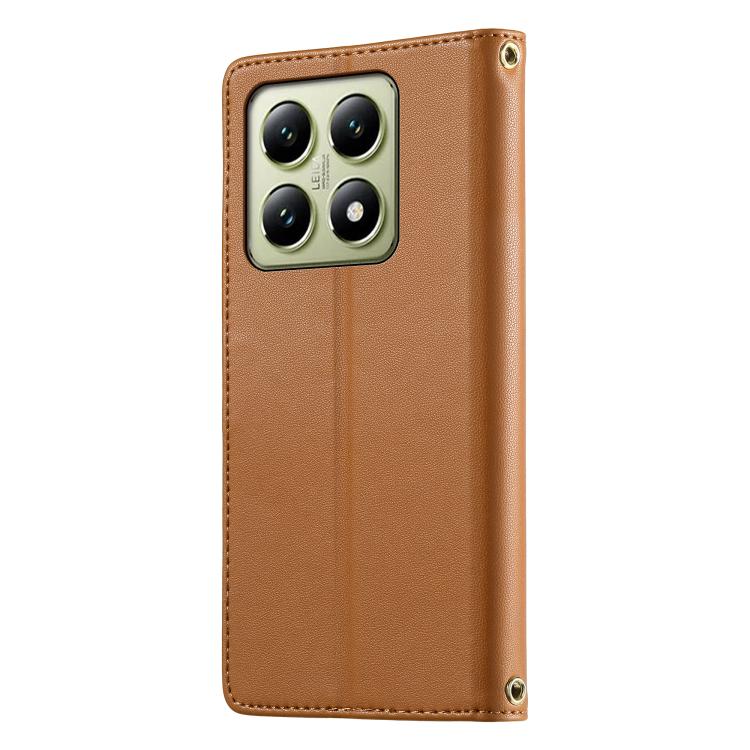 For Xiaomi 14T Cute Cats Magnetic Closure Vegan Leather Phone Case with Strap