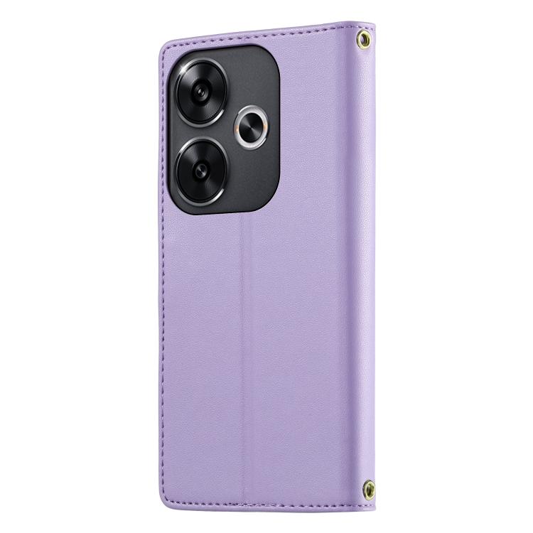 For Xiaomi Poco F6 / Redmi Turbo 3 Cute Cats Magnetic Closure Vegan Leather Phone Case with Strap