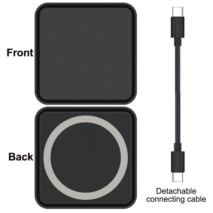 6 in 1 PD 100W, Dual Type-C, TF, SD Card, USB-A Port Multifunctional Magnetic HUB Dock Station - Black