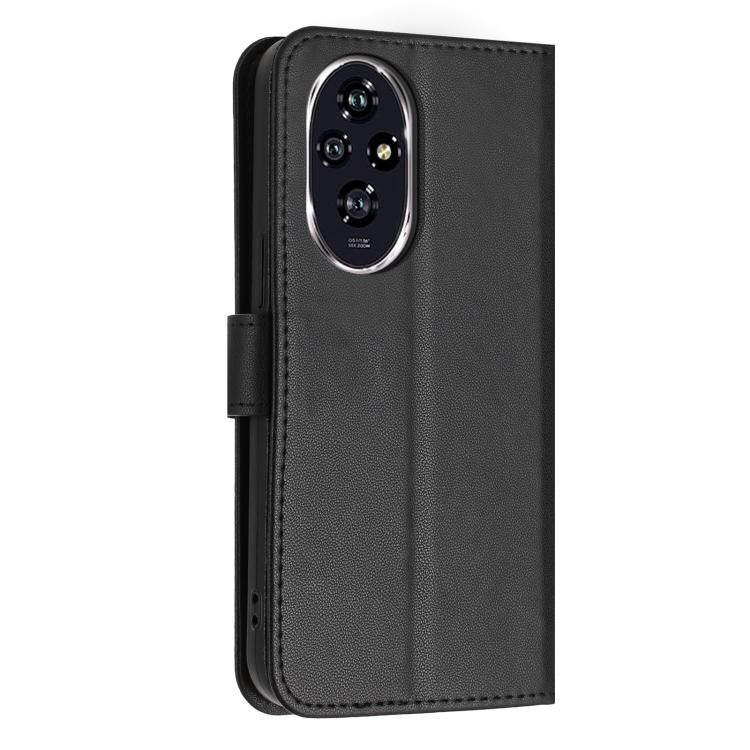 For Honor 200 Global Glitter Butterfly Zipper Vegan Leather Phone Case with Wrist Strap