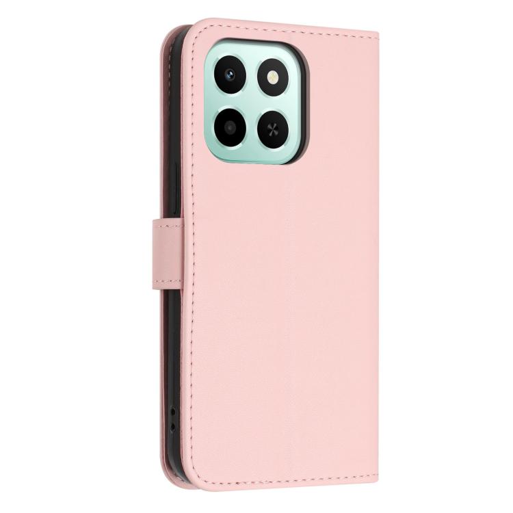 For Honor X6c / X5b 4G Global Glitter Butterfly Zipper Vegan Leather Phone Case with Wrist Strap