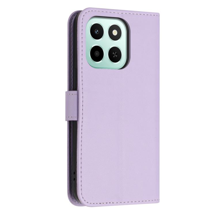 For Honor X6c / X5b 4G Global Glitter Butterfly Zipper Vegan Leather Phone Case with Wrist Strap
